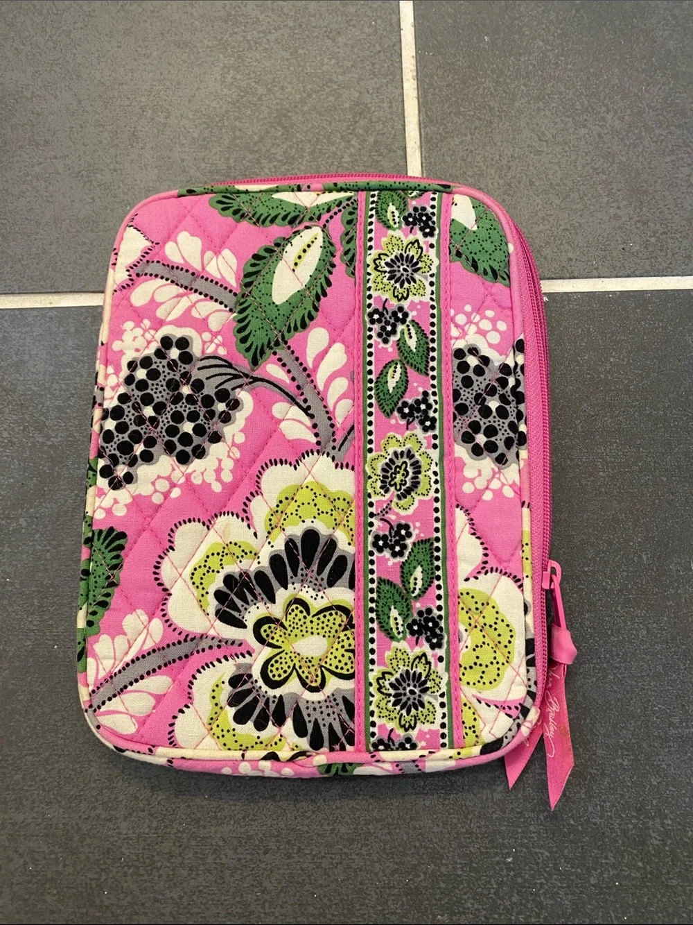 Vera Bradley Quilted Pink Floral Zipper Pouch